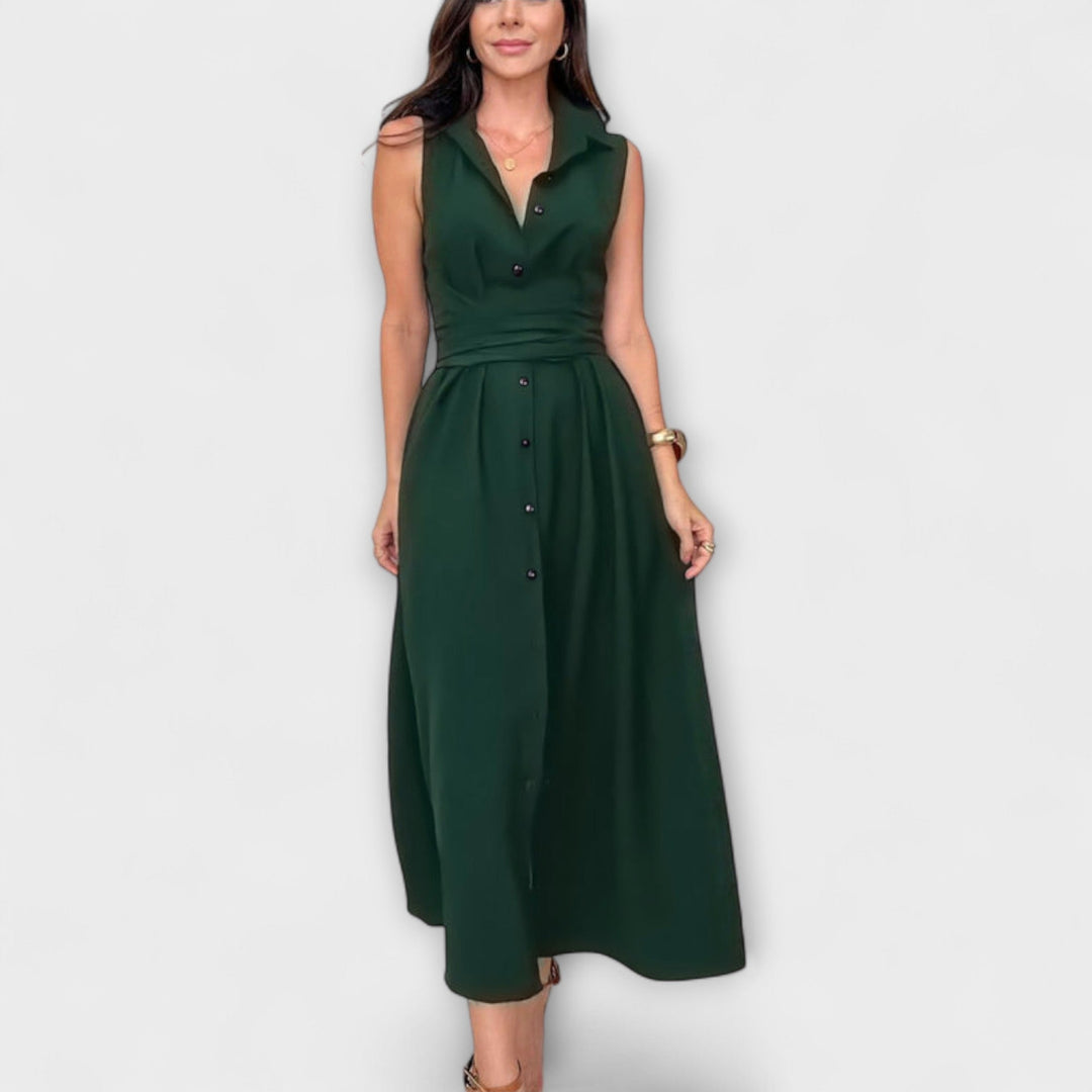 Mira - Robe midi impressionnante avec fermeture unie et détail à nouer