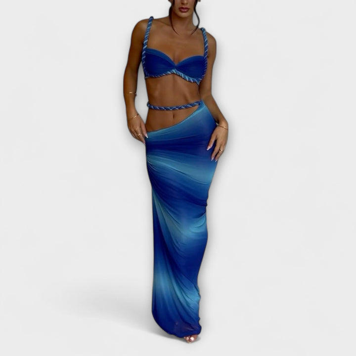 Jane - Duo de crop top en tricot à dégradé stylé et jupe overskirt