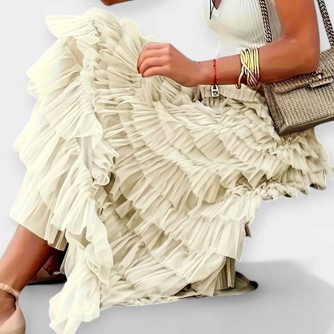 Valerie - Jupe Boho avec Bord en Satin Transparent