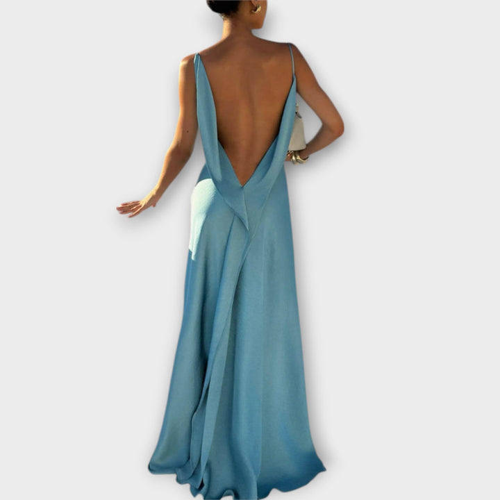 Hallie - Chic robe maxi en satin avec fente haute