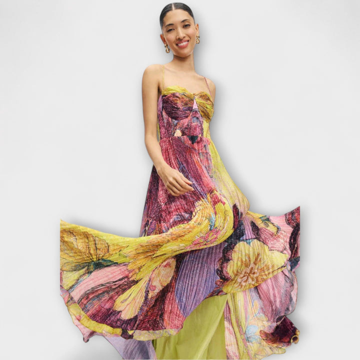 Kiara - Robe maxi avec imprimé Ikat multicolore