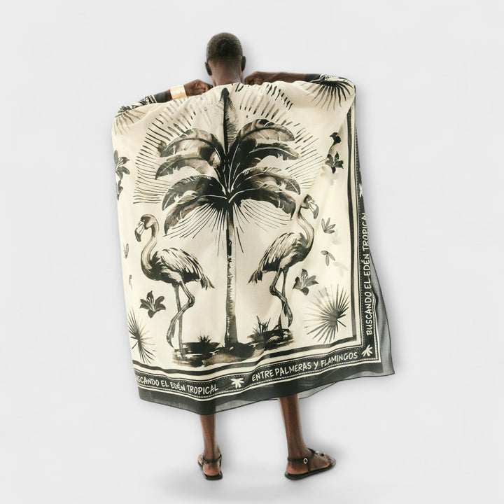 Melissa - Kaftan extra large avec imprimé flamant rose
