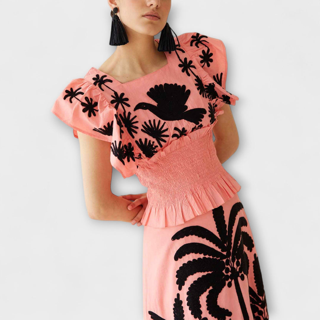Amy - Robe chic avec des palmiers
