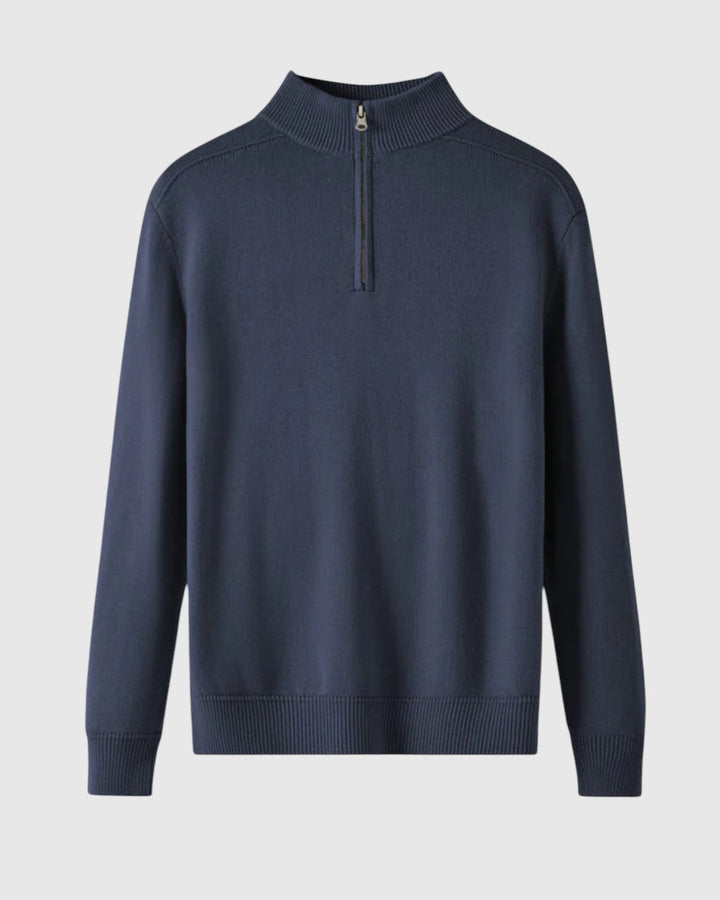 Libuše - Pull avec zip en laine mérinos Capri