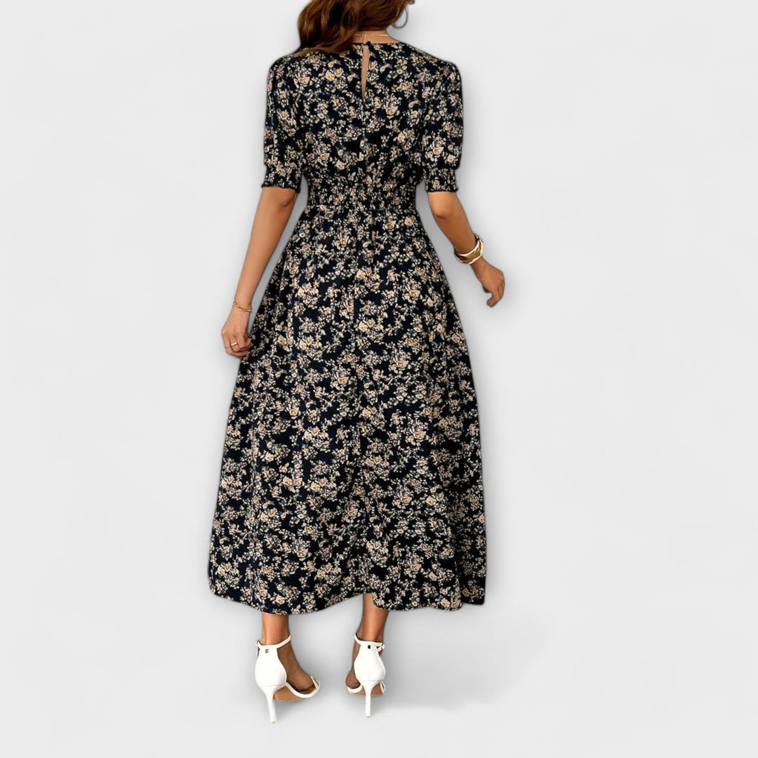 Amelia - Robe à décolleté rond et motif floral