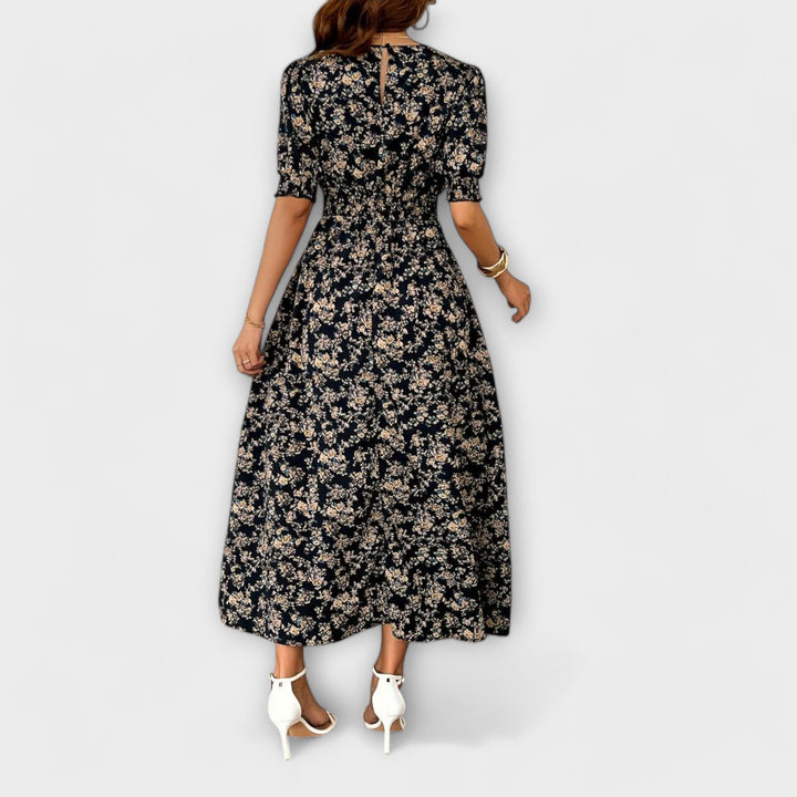 Amelia - Robe à décolleté rond et motif floral