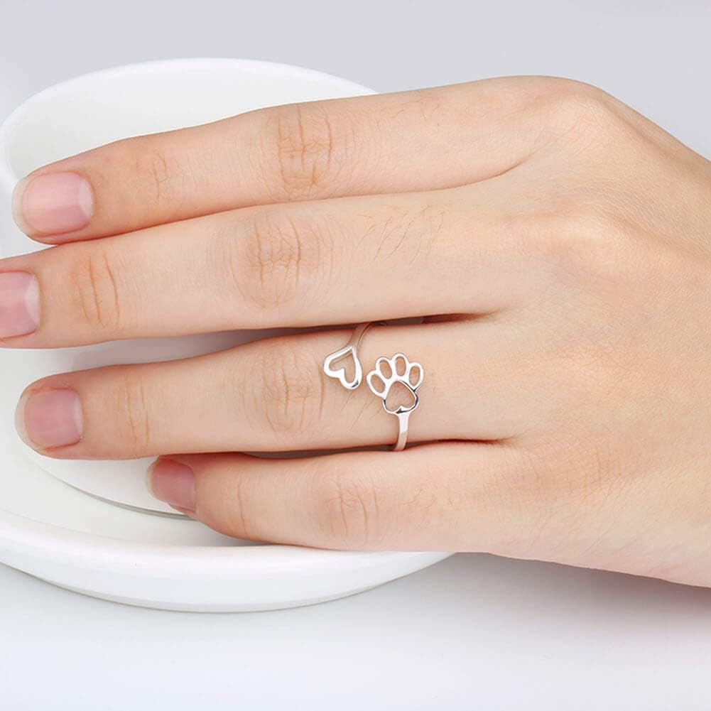 Bague artisanale avec patte et cœur