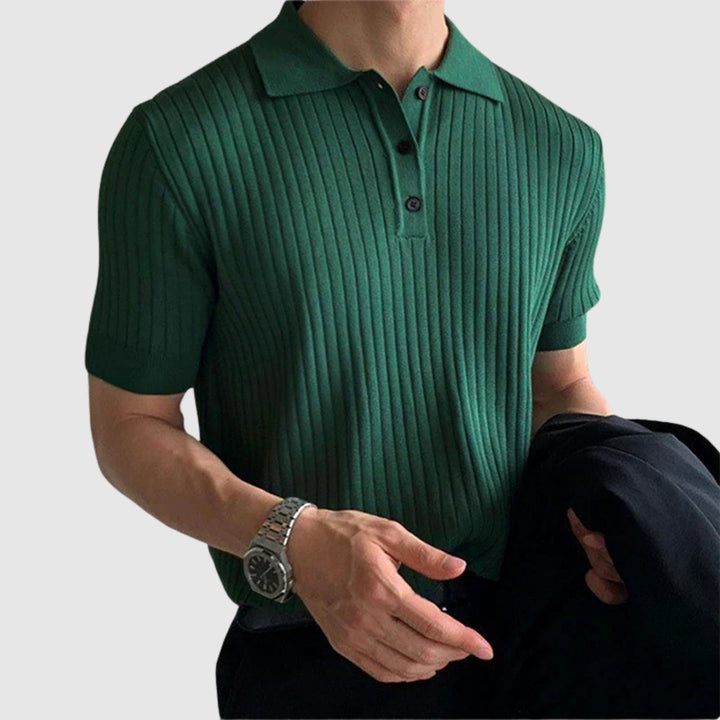 Libuše – Pull à col roulé côtelé avec patte de boutonnage
