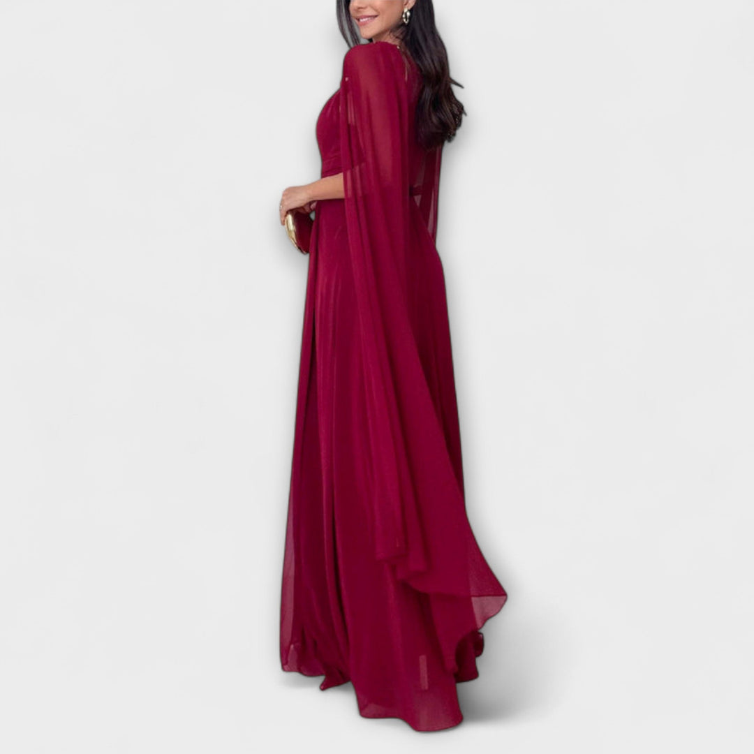 Mabel - Robe maxi élégante avec manteau et fente haute