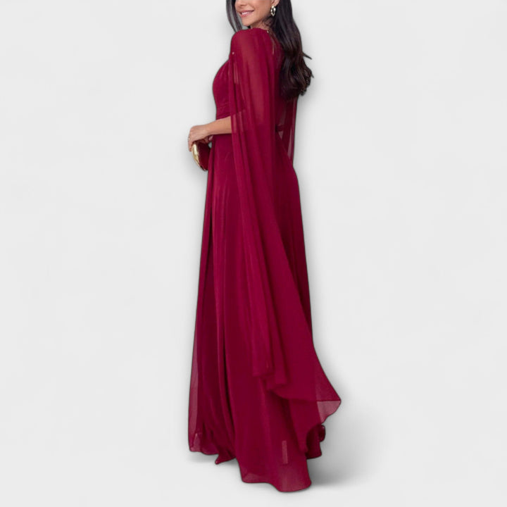 Mabel - Robe maxi élégante avec manteau et fente haute