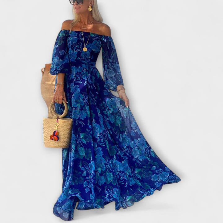 Juniper - Robe Maxi Fleurie à Épaules Dénudées pour les Vacances