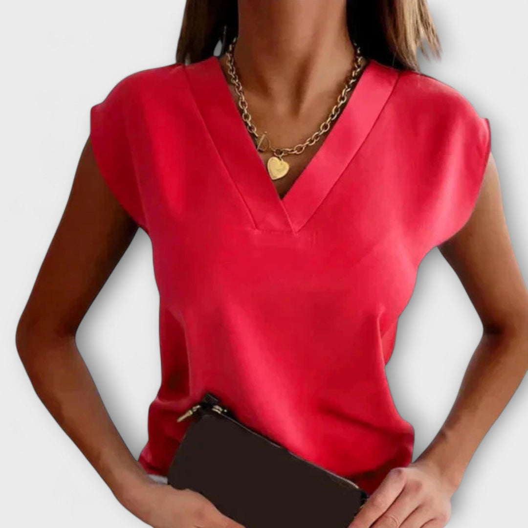 Top d'été pour femmes avec décolleté en V et manches amples