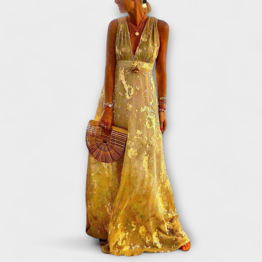 Robe à décolleté en V avec des détails en sequins