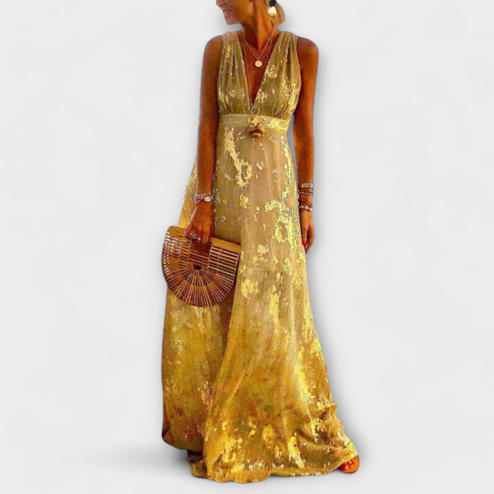 Robe à décolleté en V avec des détails en sequins