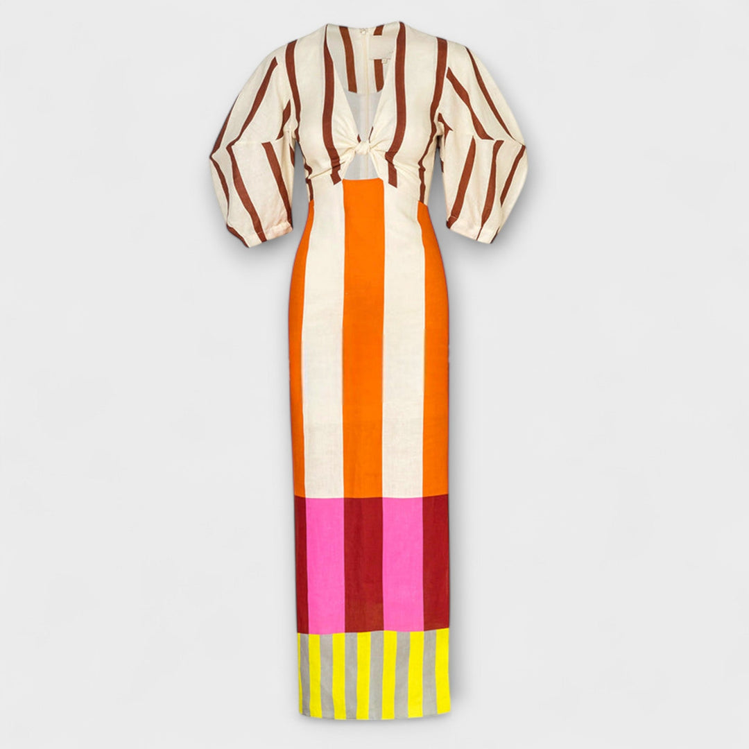 Kaya - Robe maxi avec décolleté et manches ballon