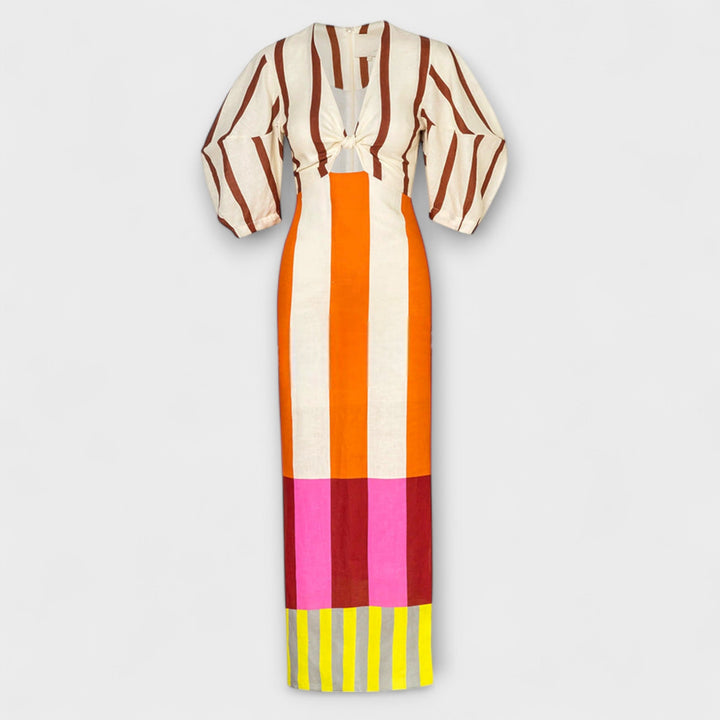Kaya - Robe maxi avec décolleté et manches ballon
