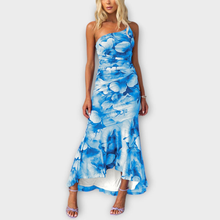 Pia - Robe maxi avec drapés asymétriques