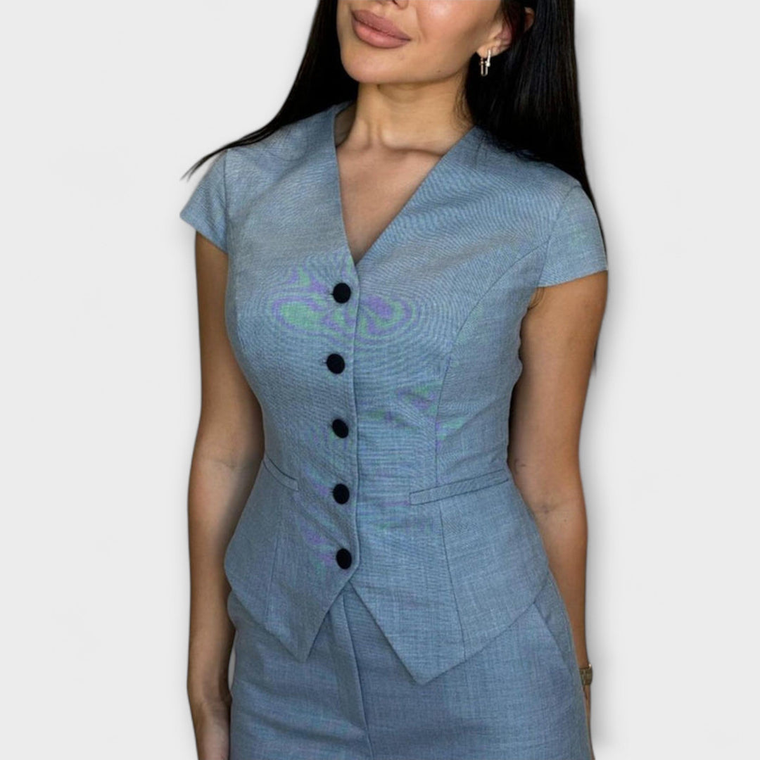 Ivy - Ensemble stylé de top à décolleté en V et pantalon