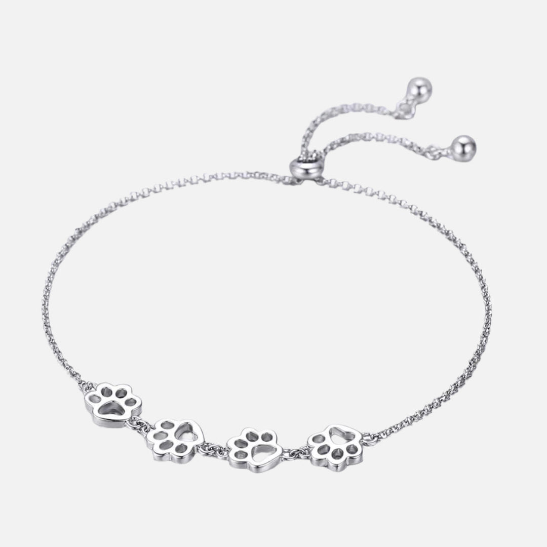 Bracelet avec empreinte de patte en argent – Taille ajustable