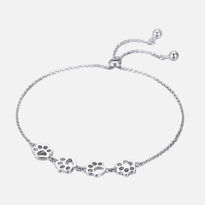 Bracelet avec empreinte de patte en argent – Taille ajustable