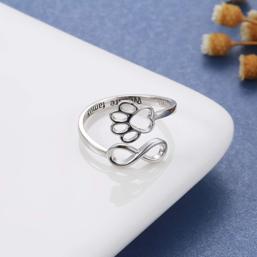 Bague artisanale avec patte et cœur