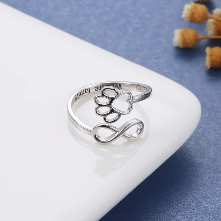 Bague artisanale avec patte et cœur