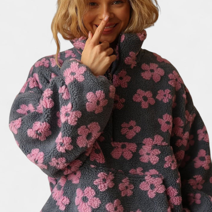 Daisy – Sweat à capuche en polaire réconfortant avec motif floral