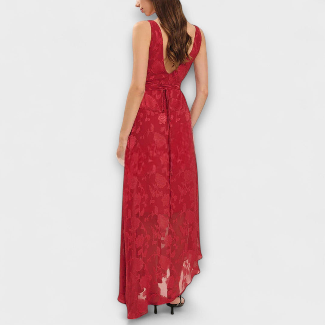 Opale - Robe Maxi Élégante Sans Manches avec Motif en Dentelle