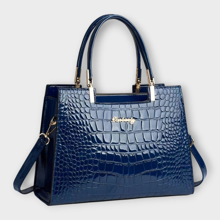 Cécile. - Sac à main brillant avec motif crocodile