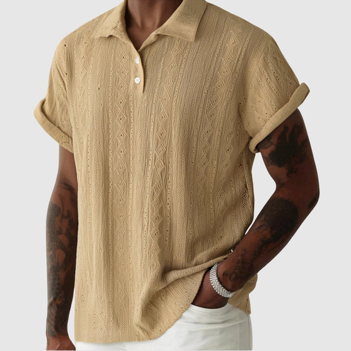 Libuše – Polo en tricot fin avec design texturé