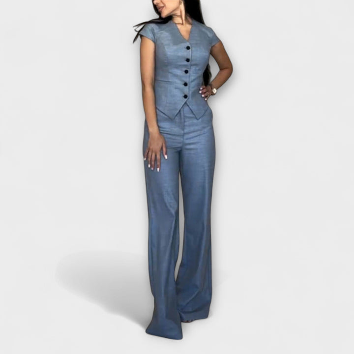 Ivy - Ensemble stylé de top à décolleté en V et pantalon