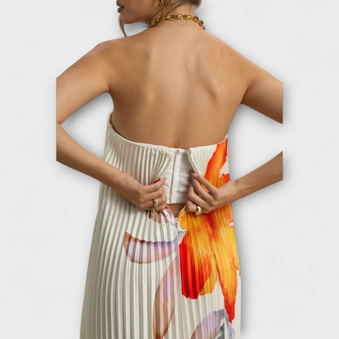 Michelle - Robe Maxi Sweetheart en fleur orange