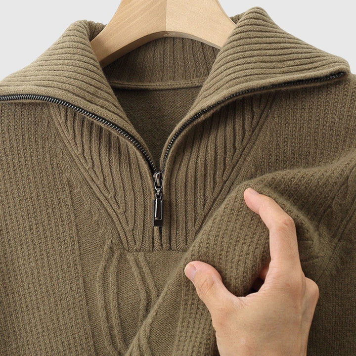 Libuše - Pull zippé Taranto en laine mérinos