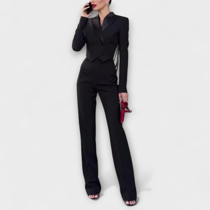 Noa - Blazer court sans dos avec perles noires