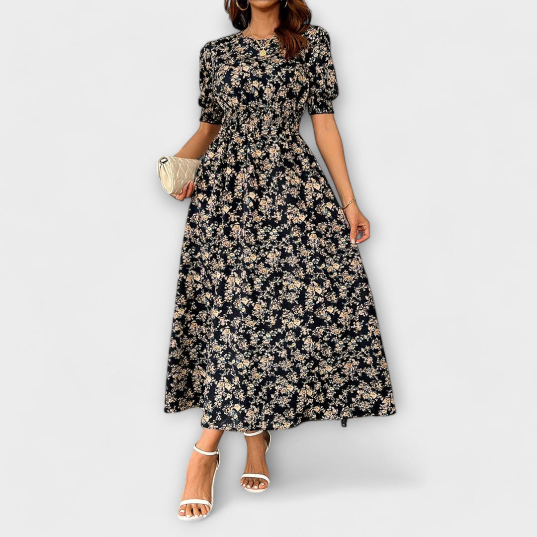 Amelia - Robe à décolleté rond et motif floral
