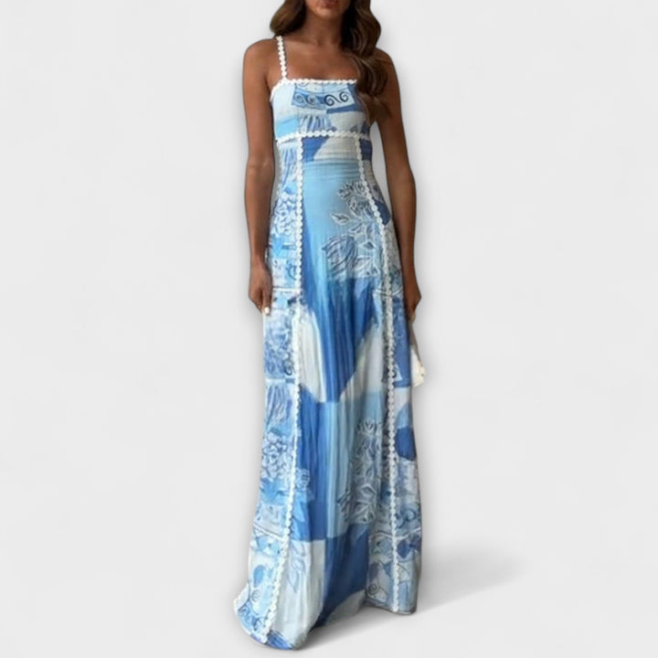 Terazza Ric Rac - Robe maxi en lin avec coupe évasée