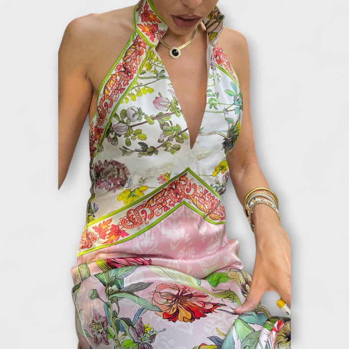 Ayla - Robe maxi sans manches avec motif floral