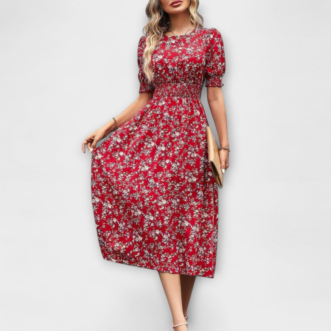 Amelia - Robe à décolleté rond et motif floral