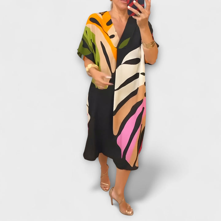 Roos - Robe décontractée avec impression colorée de feuilles