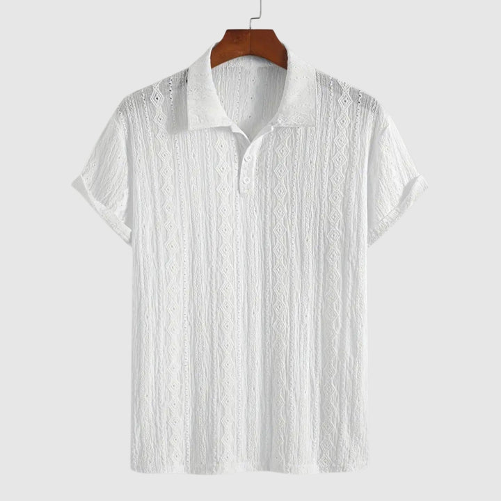 Libuše – Polo en tricot fin avec design texturé
