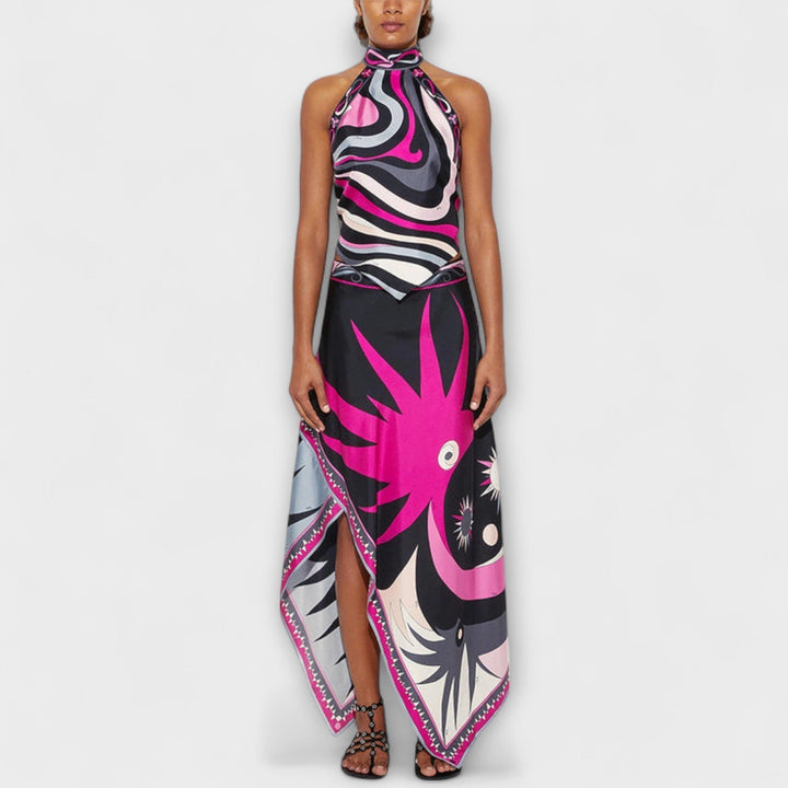 Everly - Top halter Sada et jupe midi asymétrique