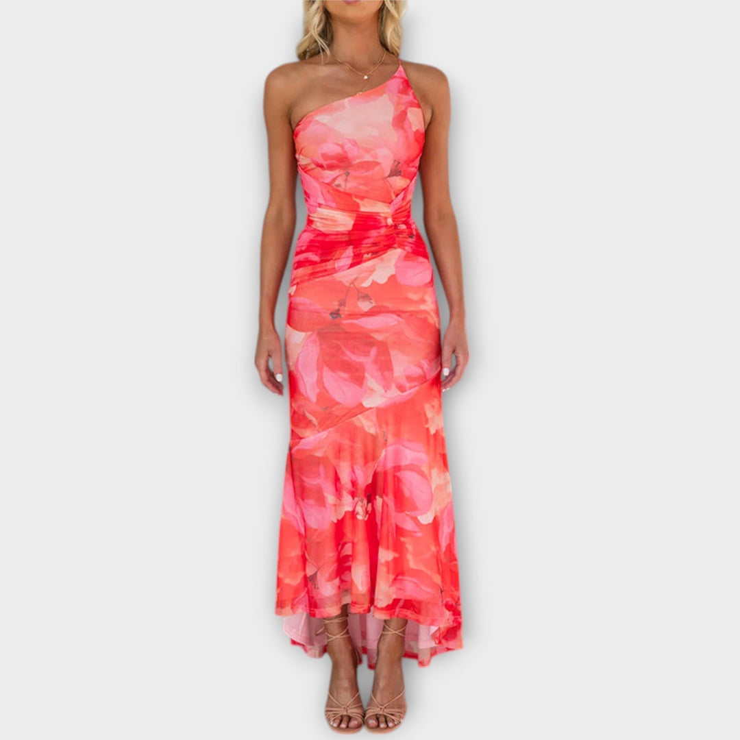 Pia - Robe maxi avec drapés asymétriques
