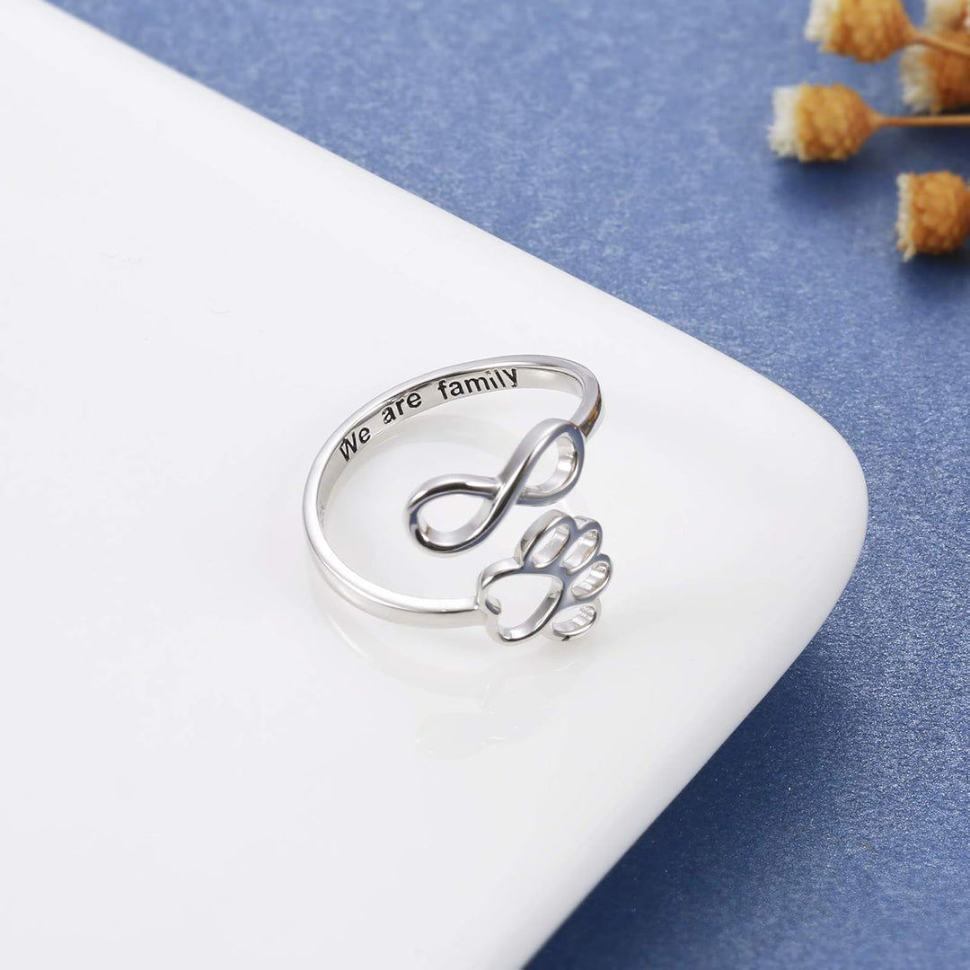 Bague artisanale avec patte et cœur