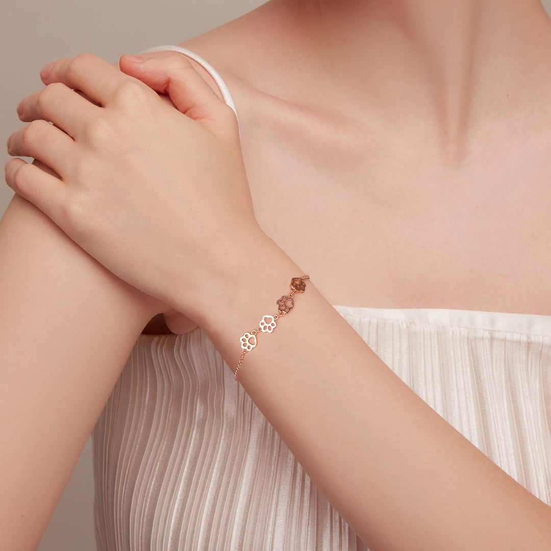 Bracelet avec empreinte de patte en argent – Taille ajustable