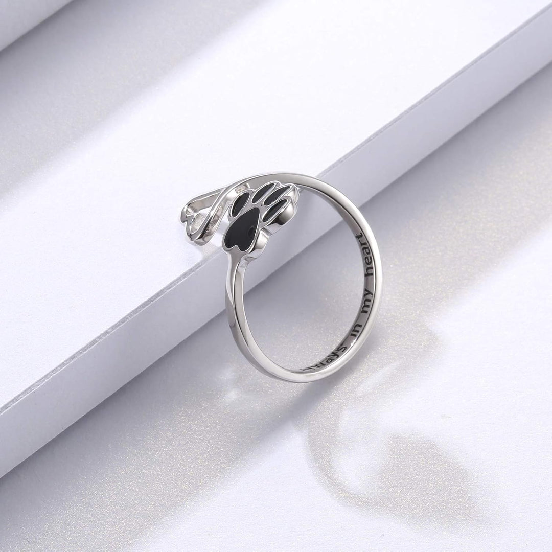 Bague artisanale avec patte et cœur