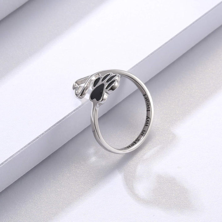 Bague artisanale avec patte et cœur