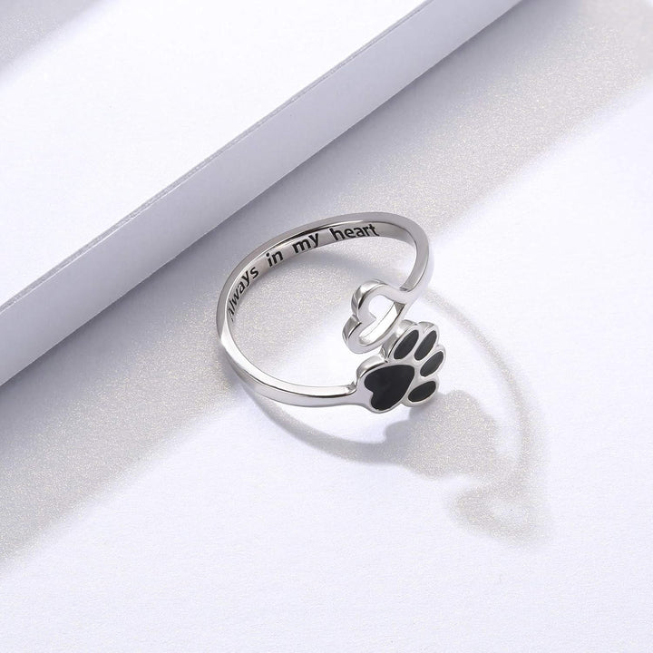 Bague artisanale avec patte et cœur