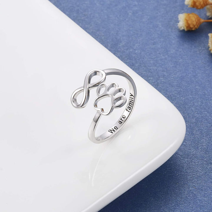 Bague artisanale avec patte et cœur