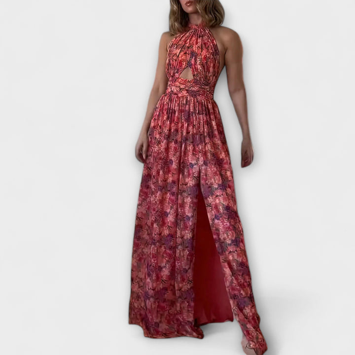Nortrud - Robe maxi sans dos avec motif floral