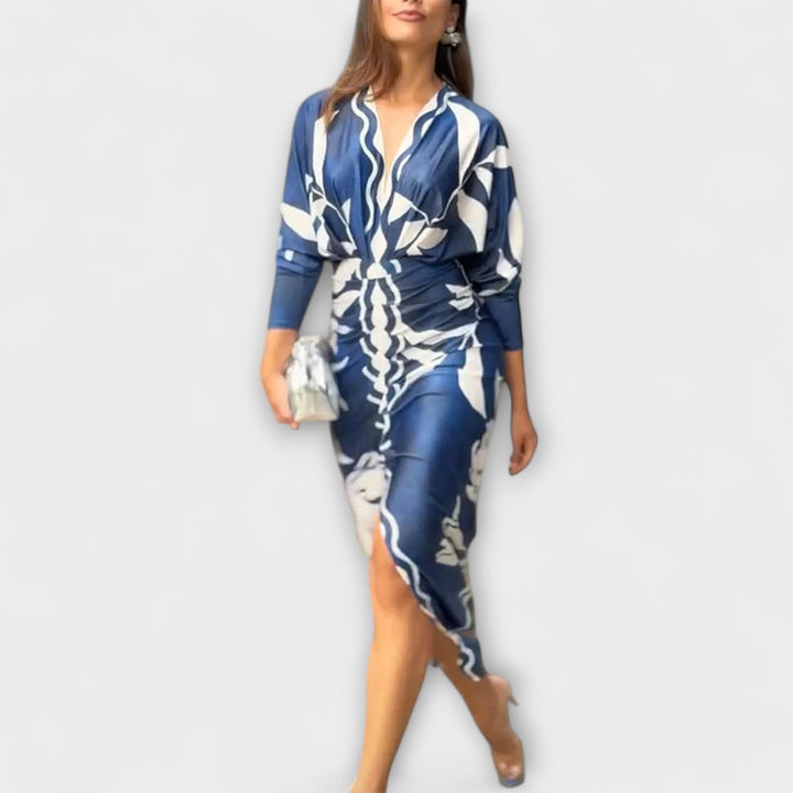 Cleo - Robe midi unique avec des manches dolman et un imprimé brésilien